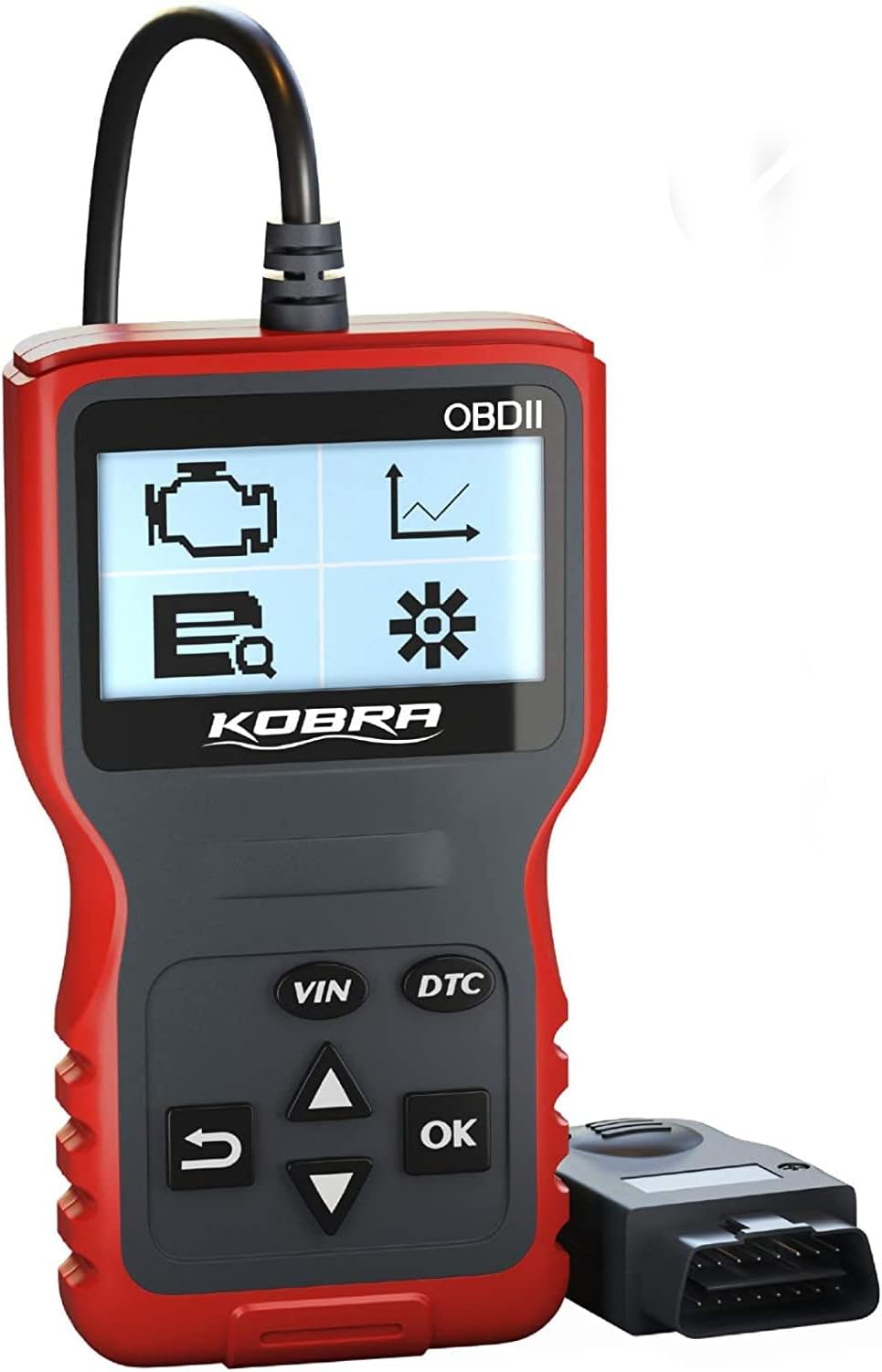 Kobra OBD2 Scanner Car Code Reader - Universal Auto OBD Car Diagnostic Tools for All Cars, Automotive Check Engine Readers with Reset (Black and Red)