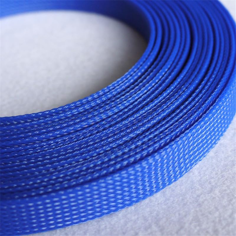 10/30 Meters 14mm Blue PET Expandable Sleeving High Density Sheathing Plaited Cable Sleeves - (Length: 30M)