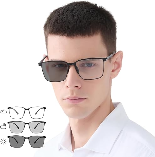 MARE AZZURO Paquete de 3 lentes de sol fotocromáticos para hombre, a la moda, bloqueo de luz azul, lentes de sol geniales, protección UV400