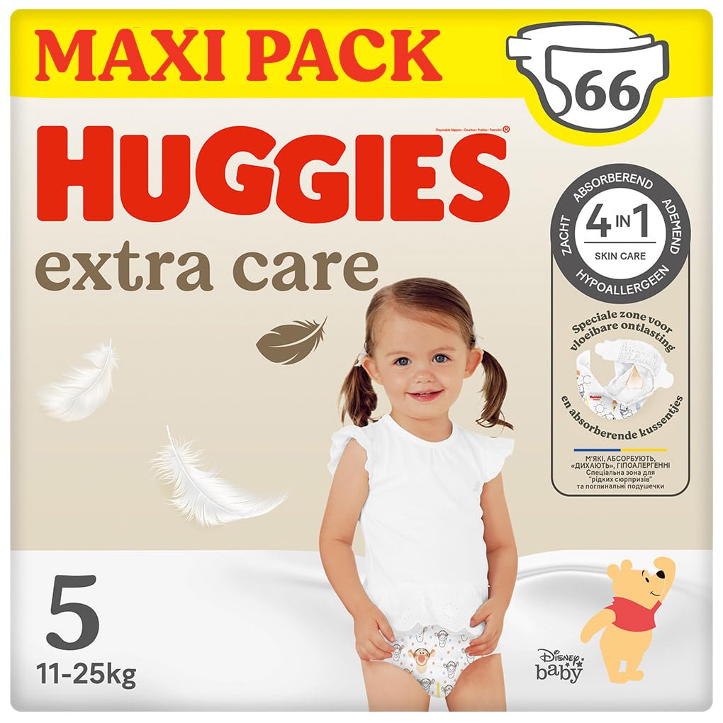 Huggies Extra Care baby luiers - Maat 5 (11 tot 25kg) - 66 luiers met vochtindicator en Disney designs - Maandbox