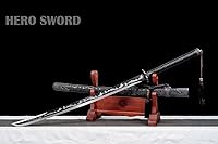 Vista 4 de HERO SWORD Espada de acero managanés de combate real de 44 pulgadas, espada china afilada de espiga completa, espada de Kung Fu, espada de Wu Shu