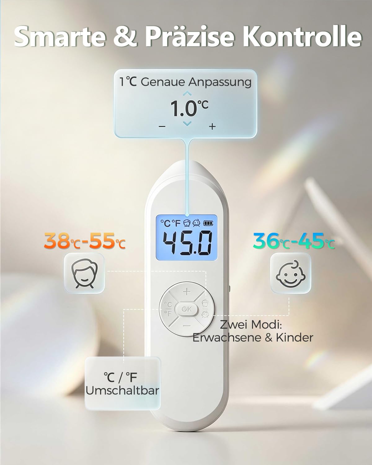 Aokitec Elektronischer Mückenstichheiler gegen Juckreiz & Schwellungen, Chemiefrei für Kinder & Erwachsene, Präzise LCD-Temperaturregelung, USB-C Aufladbar, Kompakter Stichheiler für Camping & Urlaub