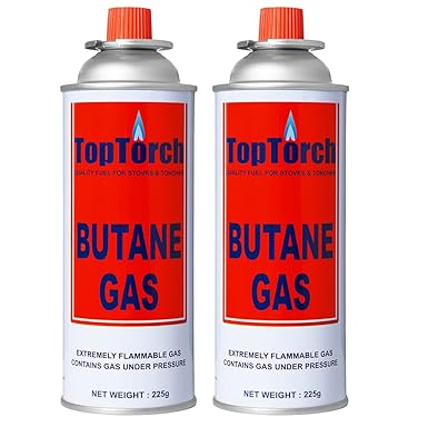 TopTorch Portable Can 225Gm Refillable Fuel Butane Gas Canister Suitable For Lighter Gas, Small Stove, Flame Torch, Welding Fuel, Soldering Gun, Food Baking, Burner Gas (Safety Release Device)