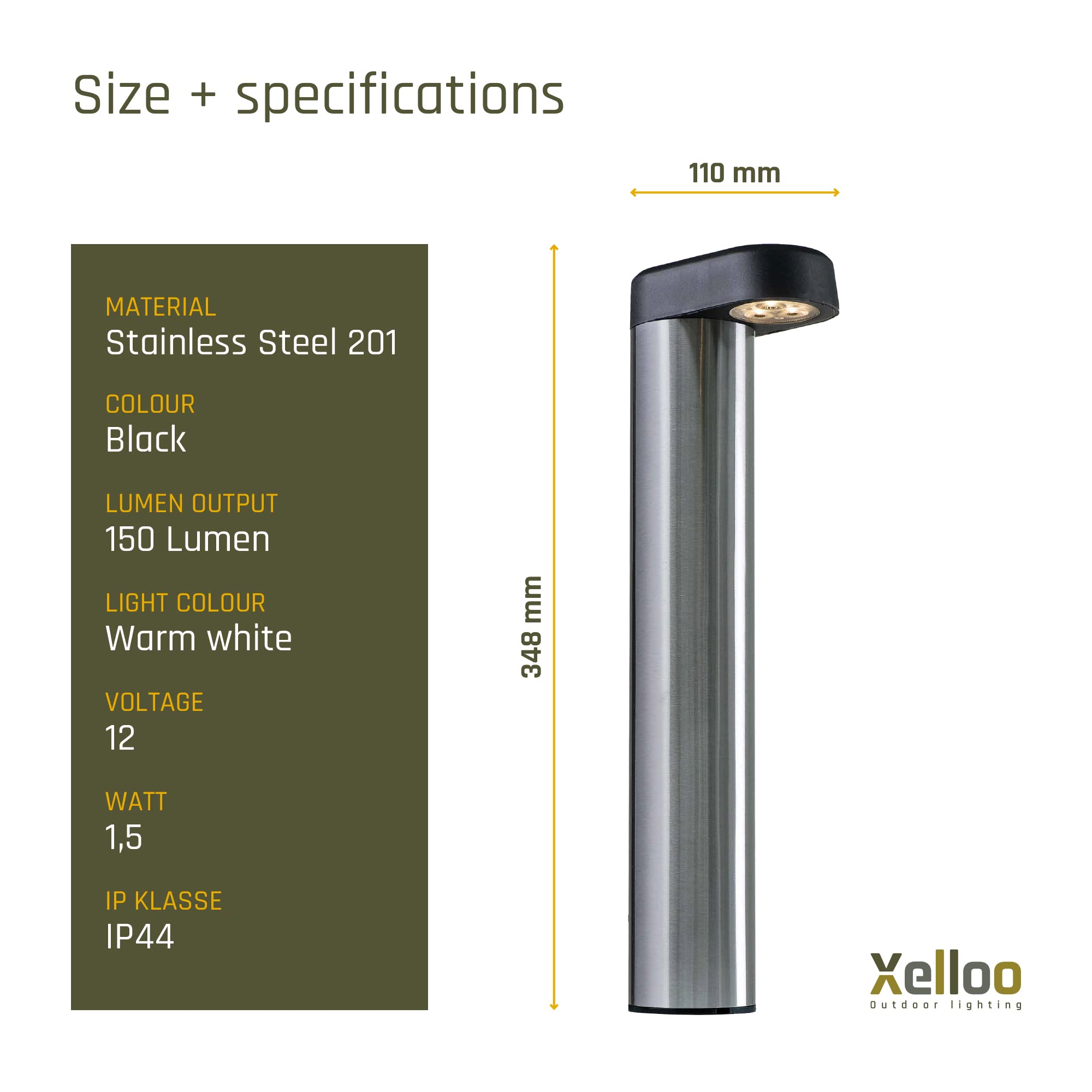 Xelloo® Zestaw oświetlenia ogrodowego VINZ, 12 Volt, 3 sztuki, aluminium/PVC, designerskie oprawy 1W LED ciepłobiałe z bolcem uziemiającym, wodoodporne (IP44) i z praktycznym złączem przesuwnym