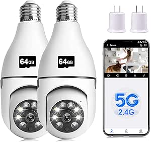 Light Bulb Security Camera, 1080P 2.4G&5G WiFi Security Camera, 355° Motion Detection Night Vision Light Socket Security Camera asin的图片