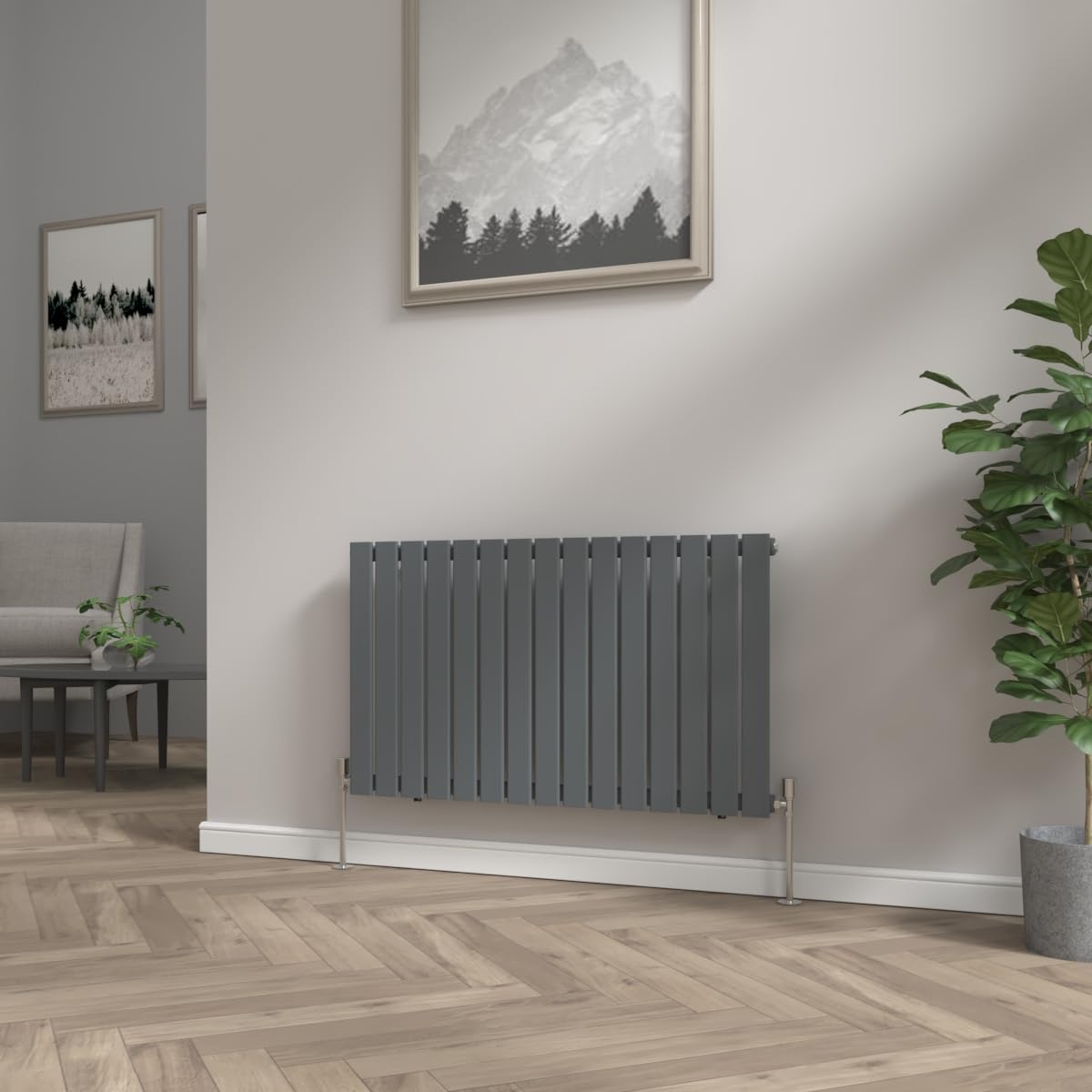 Nrg Anthracite 600X1020mm Horizontal Designer Radiator Single Column Flat Panel Central Heating Rad