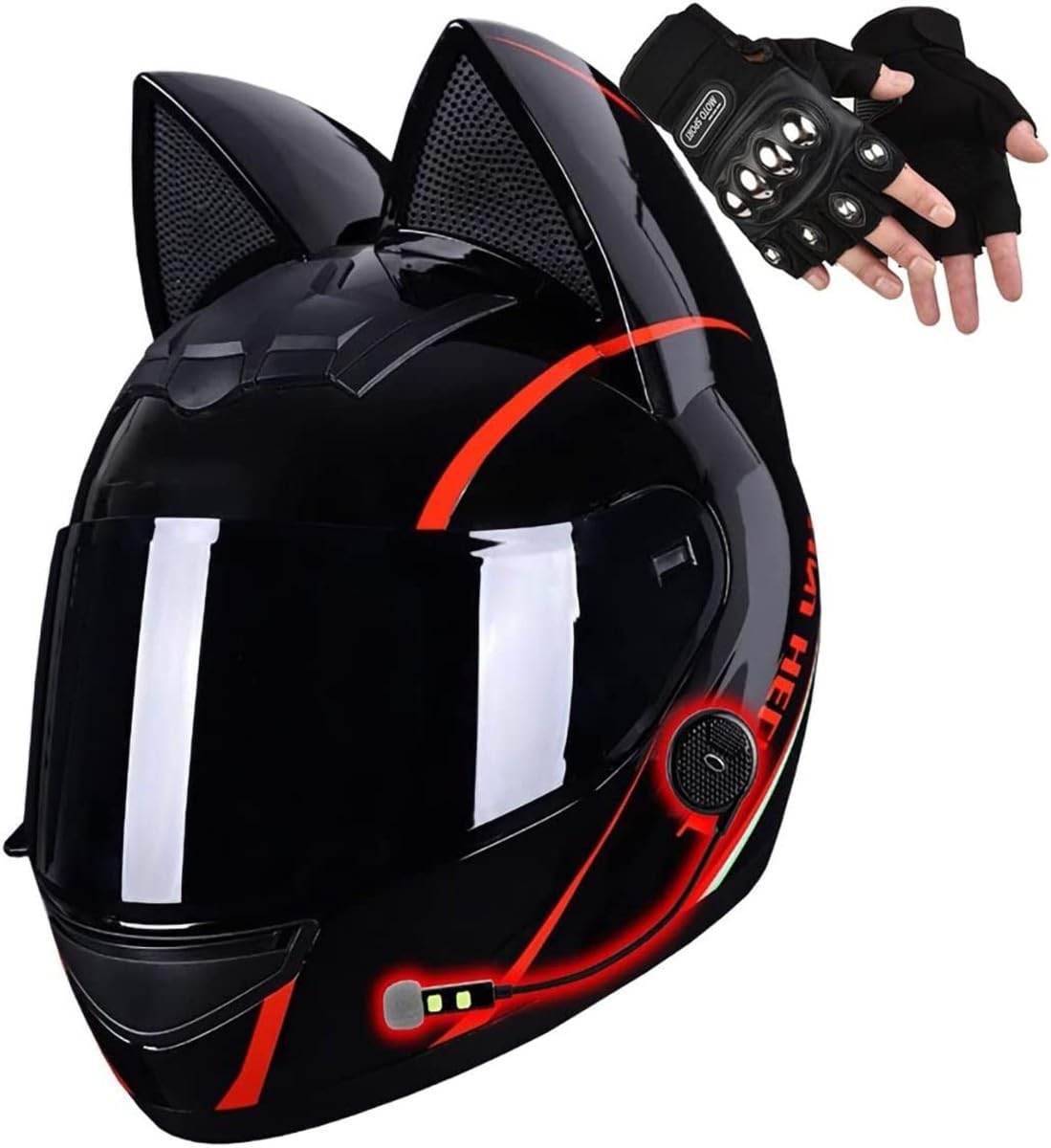 Amazon.co.jp: 猫耳ヘルメット オートバイ Bluetooth ヘルメット