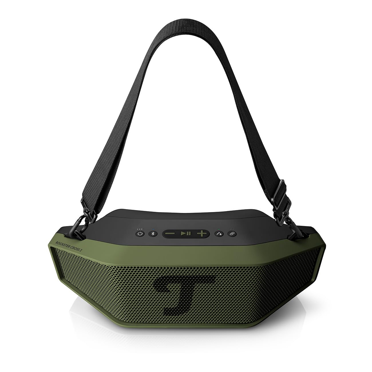 Teufel ROCKSTER Cross 2 - Altavoz Bluetooth portátil para Interiores y Exteriores, con batería de Larga duración de hasta 38 Horas, IPX5, Resistente al Agua, Altavoz estéreo - Black & Green