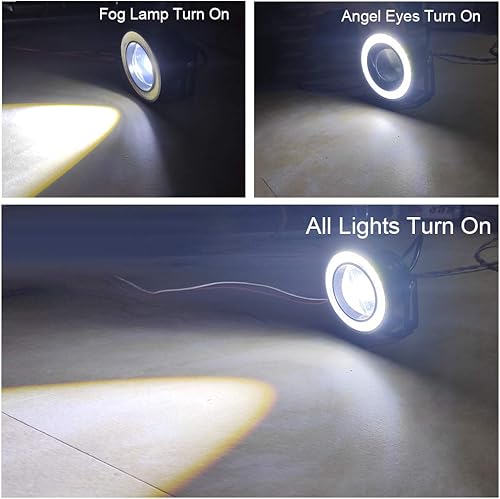 Miniatura 8 de KaiDengZhe 2 piezas de faros antiniebla súper brillantes de 7,6 cm, proyector universal LED, 12 V, 30 W, luz blanca COB, halo, anillos de ojos de
