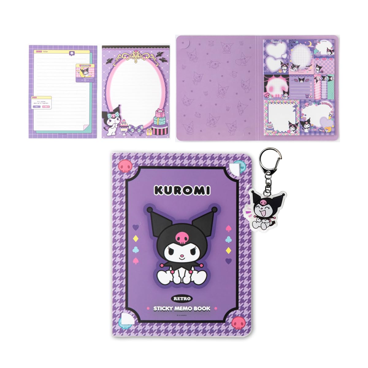 Cute Sticky Notes, Anime Kitty Small Sticky Notes Reminder Tab Kawaii Fun Students School Supplies Cute Office Desk Supplies (Purple) - Purple