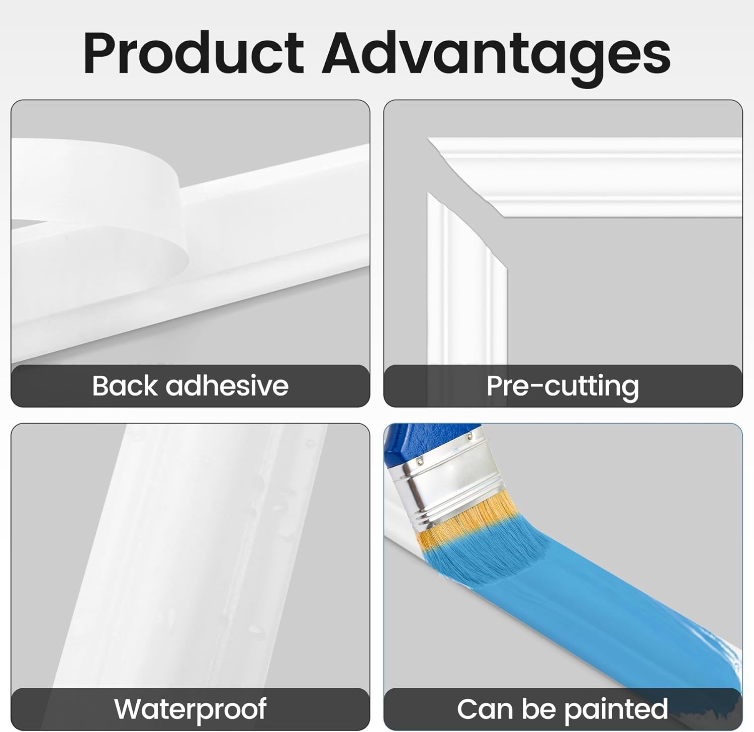 Peel and Stick Wainscoting Panels Kit, 6 Sets 12''x24'' Premade Wall Molding Peel and Stick Panels for Interior Wall Trim, Easy DIY Wainscoting Panels Peel and Stick Decor
