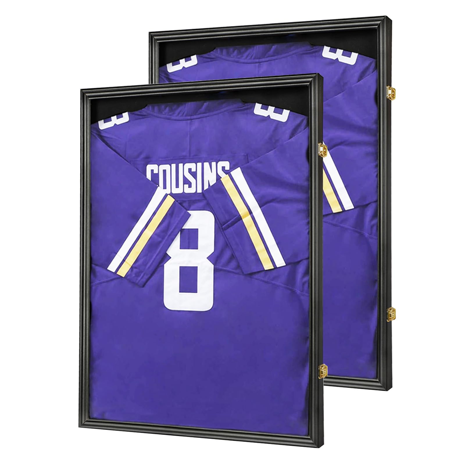 Jinchuan Jersey Frame Display Case Large Frames Shadow Box Lockable with UV Protection for Baseball Basketball Football Soccer Hockey Sport Shirt Black