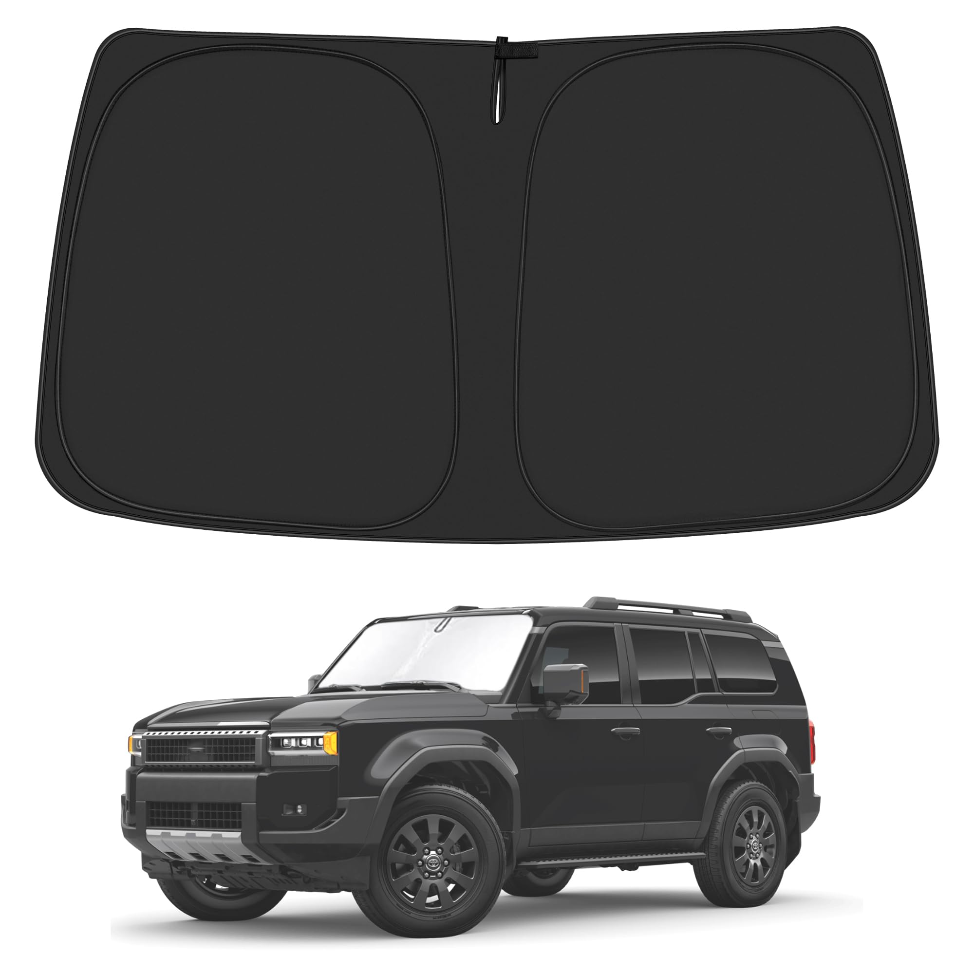 Windshield Sun Shade for 2024 2025 2026 Toyo'ta Land Cruiser Accessories, Foldable Window Sunshade Sun Visor Protector, Front Windshield Sunshade Sun Shield Blocks UV Rays Heat