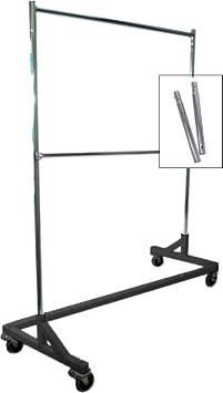 Only Hangers Industrial Strength Z Rack with Add-On Hangrail and Built-in Height Extensions - Available in Black, Orange, and White BLACK