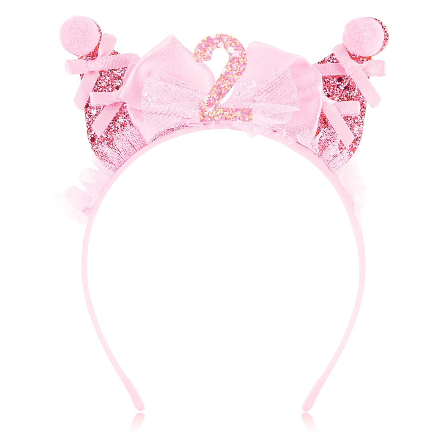 Atoden 2 Year Old Birthday Headband with Bow 2nd Birthday Decorations for Girl Gifts Glitter Sequin Hat Princess Tiara Cro...