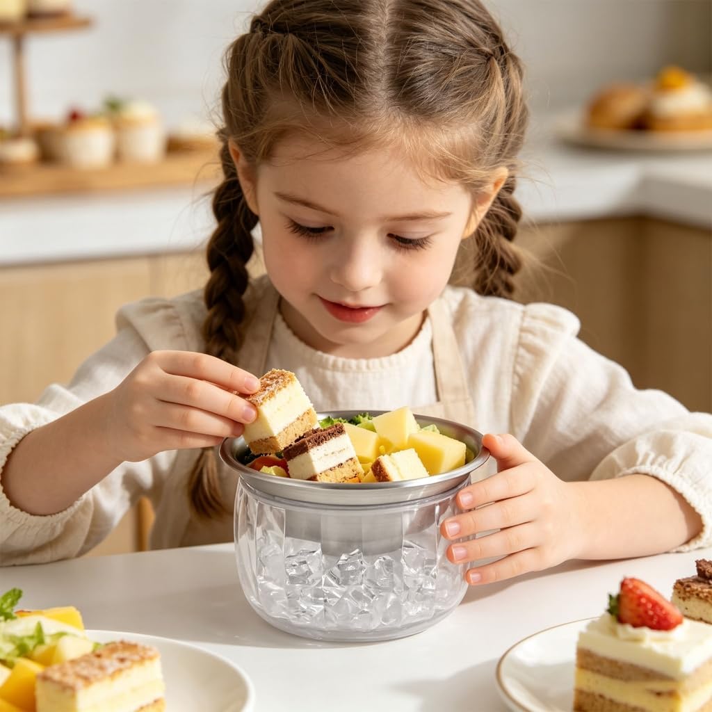 Insulated Two Part Dip Dish Set With Removable Ice Bottom Maintains Cold For Parties Picnics BBQs