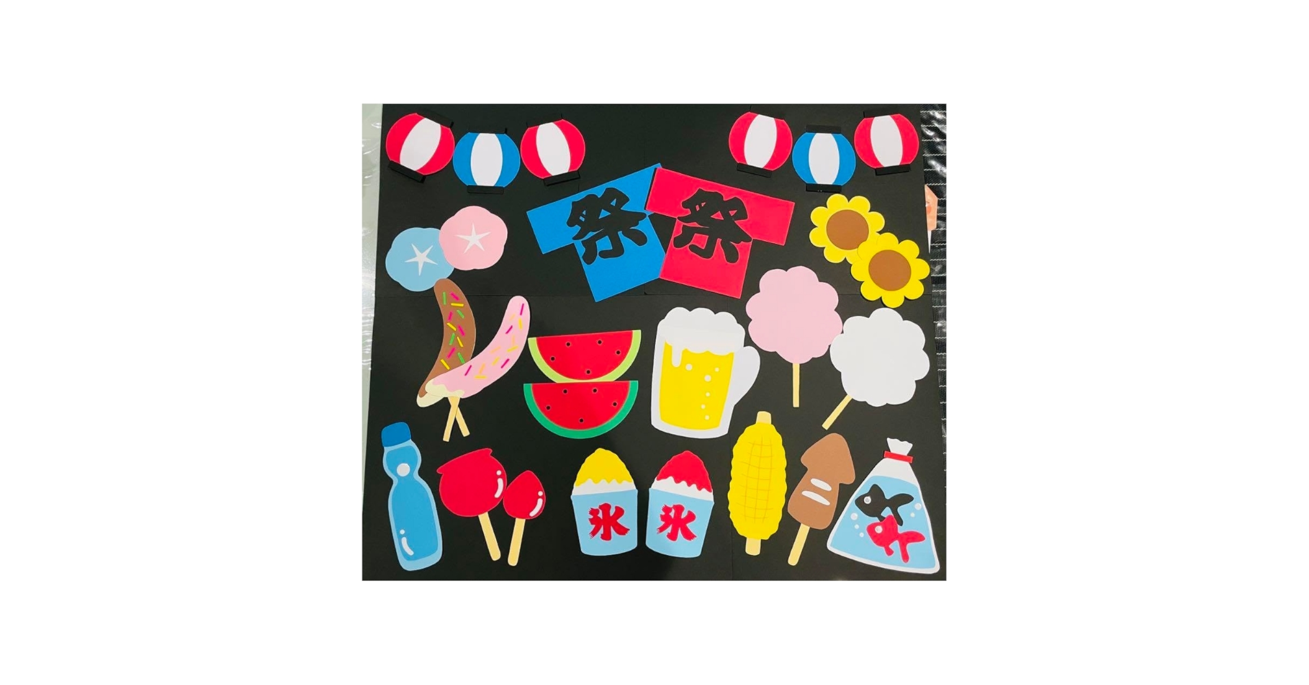 ♥C♡屋台付き夏飾り*お祭り*花火セット**☆♡夏飾り*他、色々夏*秋飾り*♡♥ Amazon.co.jp: 壁面飾り 夏 花火と一緒に楽しむ屋台セット