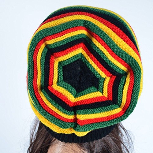 Hzyfp Multi-Colour Jamaican Rasta Hat Slouchy Baggie Beanie Knit Gorro Reggae Cap #TOP3