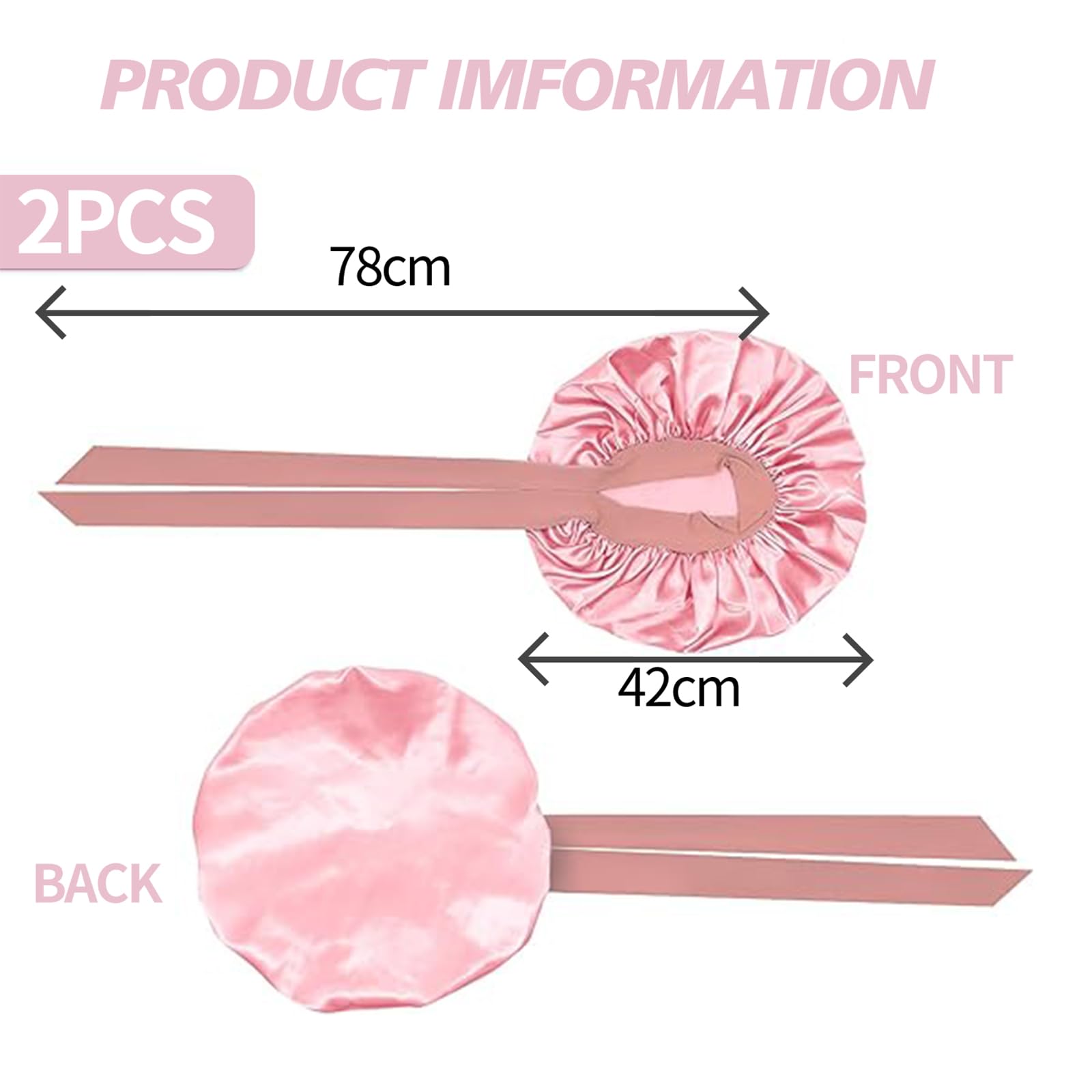 XWYDZ 2 Pcs Women's Black Silk Hair Bonnets for Sleeping Curly Hair, Braids, Waves, Dreadlocks, 7 7/8-8 - Image 3
