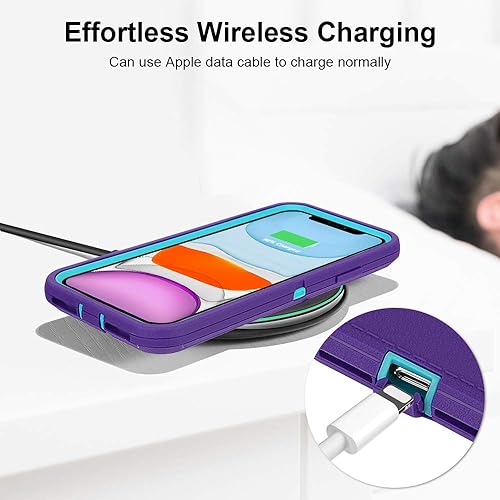 Miniatura 5 de CAFEWICH Funda para iPhone 11, resistente a prueba de golpes, 3 capas, protección de cuerpo completo, de alto impacto, de goma híbrida, resistente,