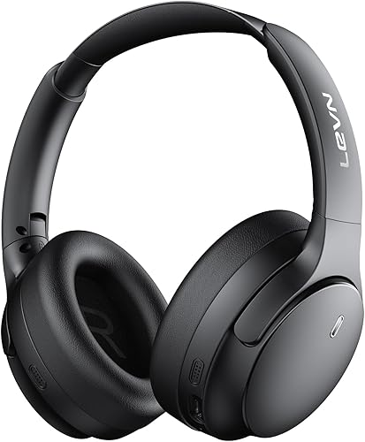 LEVN - Auriculares híbridos con cancelación activa de ruido, auriculares inalámbricos Bluetooth 5.4 con modo transparente, audio de alta resolución,