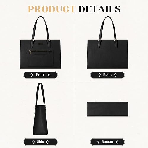 Miniatura 7 de Maelstrom Bolsa de cuero para computadora portátil para mujer, maletín impermeable con bolsa de embrague, bolsos de trabajo para computadora de 15.6