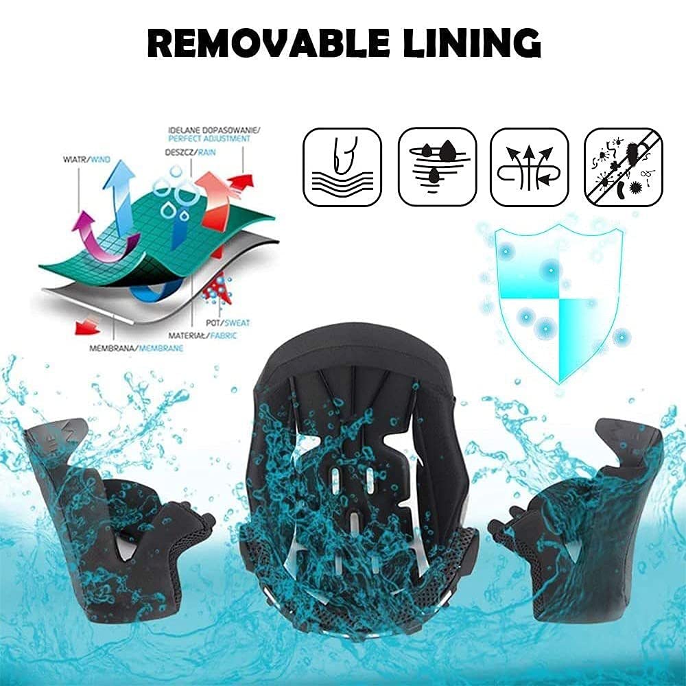 CNNGU Casco De Moto Modular Bluetooth Integrado, con Doble Visera Cascos De Motocicleta, Casco Integral ECE Homologado, para Mujeres Y Hombres, Transpirable Y Cómoda — view 6