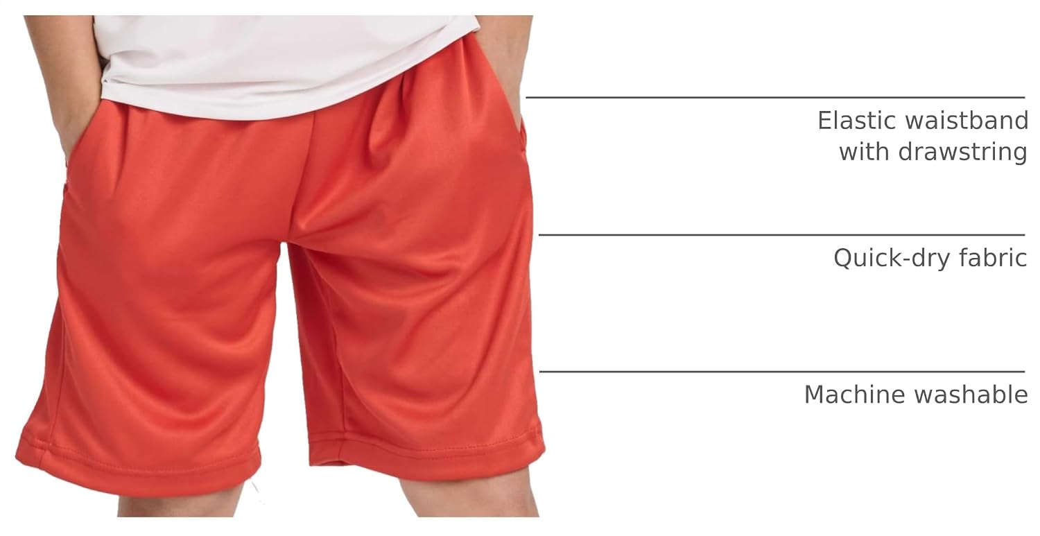 5 Pack Boys' Athletic Shorts Basketball Soccer Quick Dry Pockets Kids Teens image 4