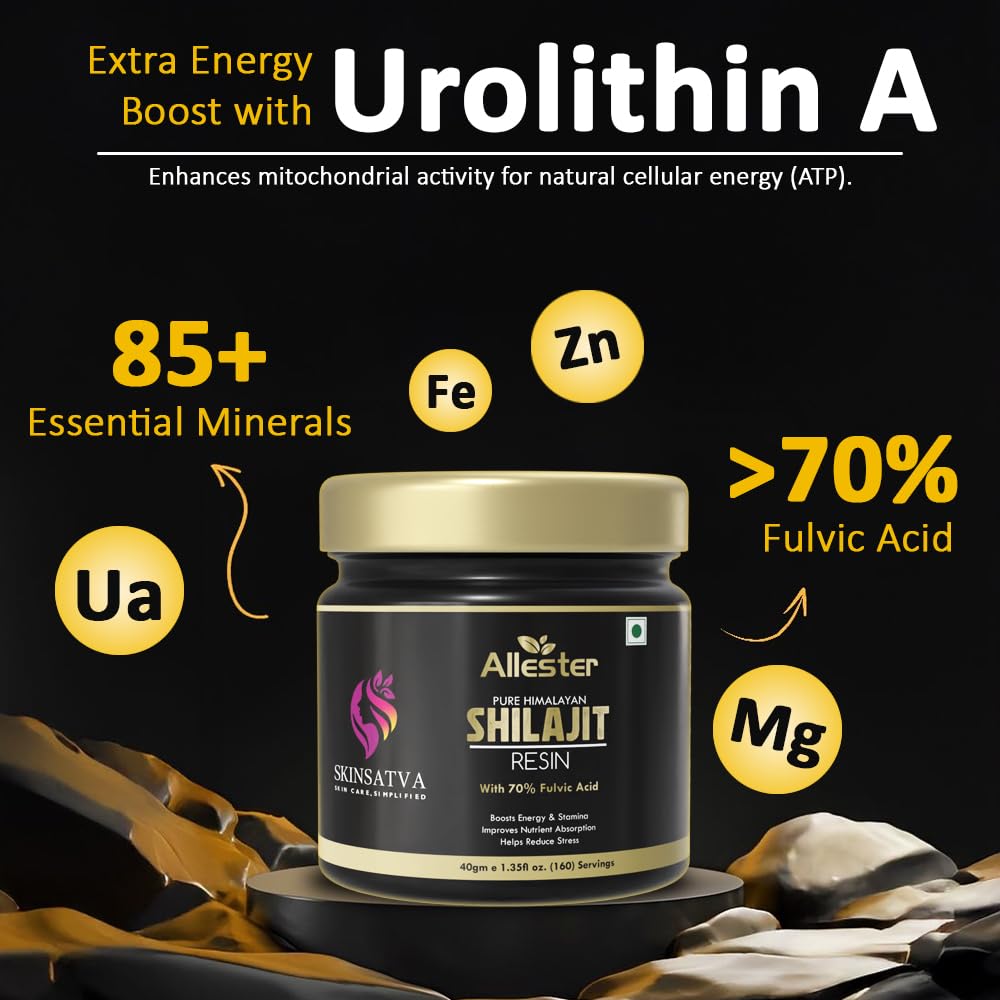 Allester Himalayan Shilajit/Shilajeet Resin 40g |Super Saver Pack| 250mg/Serving | For Energy, Endurance & Vitality | 160 Servings | Ayurvedic (80g) 2