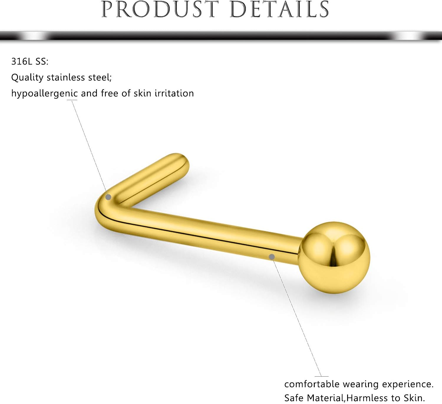 Hoeudjo 16Pcs Nose Rings 18G Nose Studs Surgical Steel 1.5MM Clear Crystal Nostril Ring Body Piercing Jewelry for Women Men - Image 2