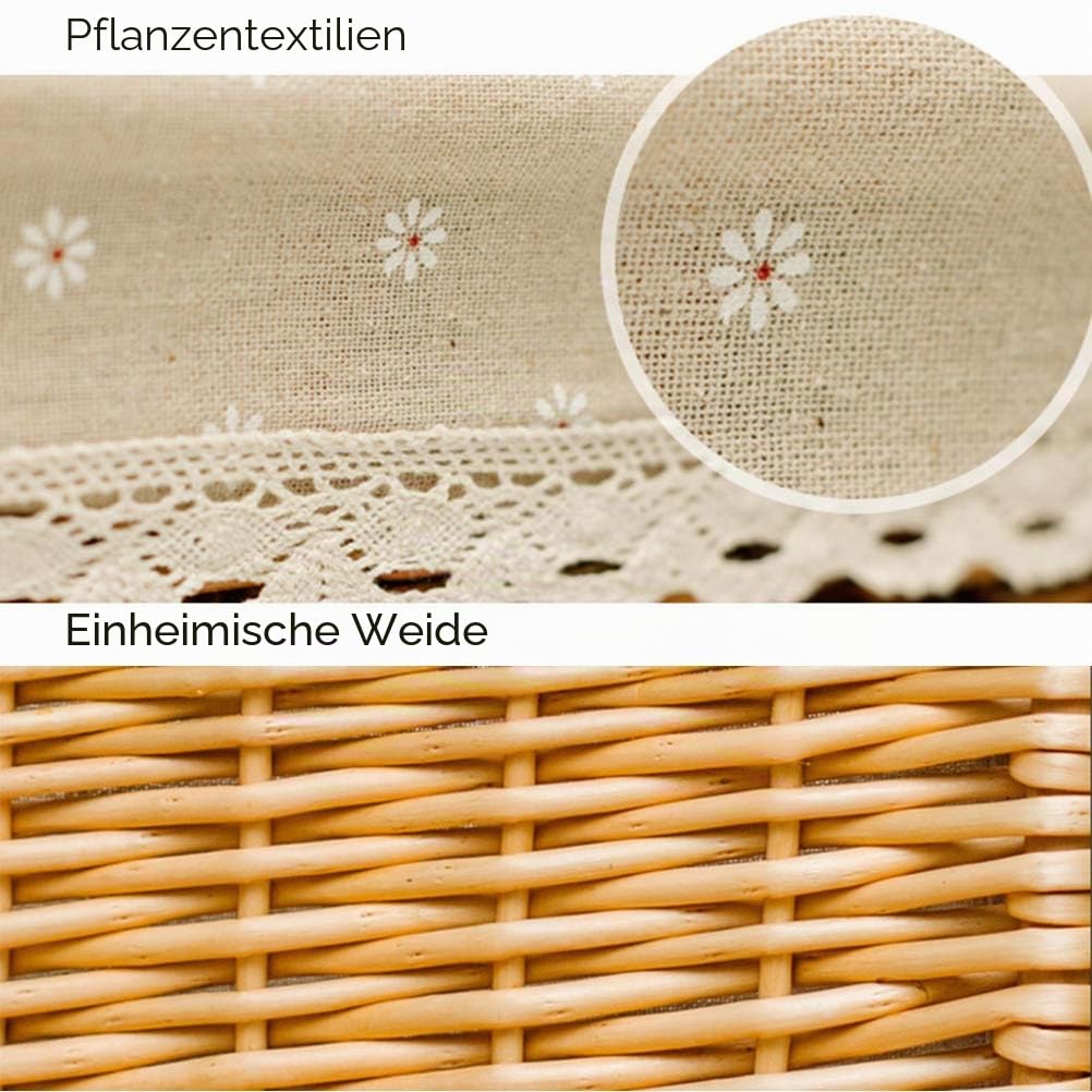 Weiden-Picknickkorb mit Deckel und Griff, Poly-Schilf-Picknickkorb, Einkaufsaufbewahrung mit Deckel und Holzgriff, grüner Picknickkorb für den Außenbereich, 26x18x16cm (A)
