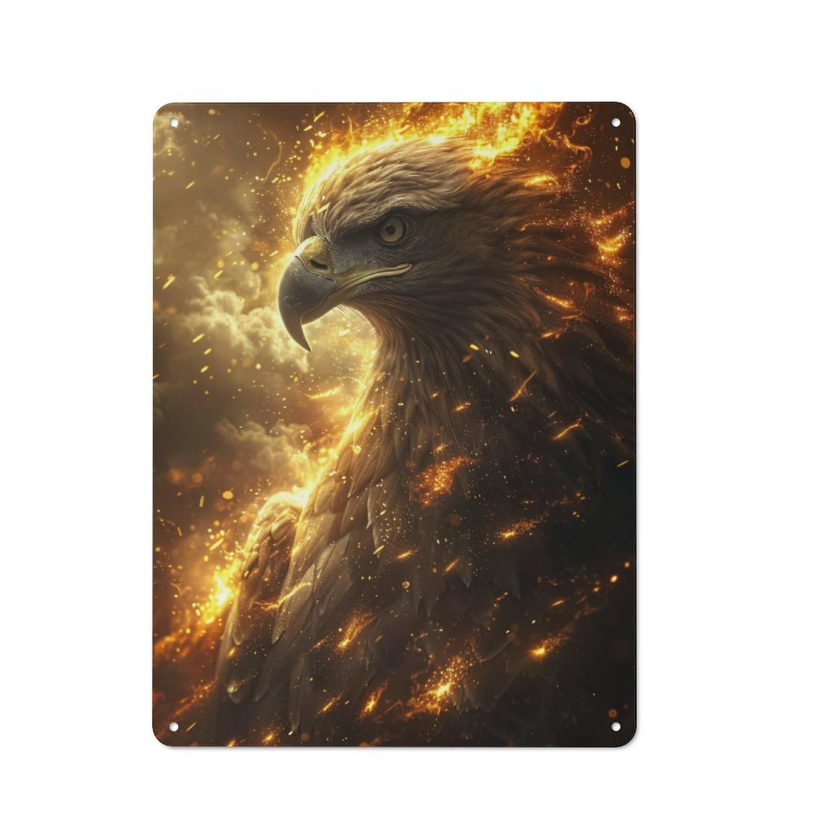 Junmoney Golden Eagle Modern Retro Metal Wall Art Sign 40X30cm, Studio Wall Art For Modern Home, Workshop, Office Or Cafe