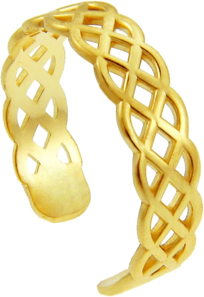 Gold Celtic Trinity Knot Woven Eternity Band Adjustable Toe Ring
