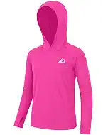 Boys Hooded Rash Guard Long Sleeve, UPF 50+ UV Sun Protection Swim Shirt, Fishing Water Hoodie for Girls Kids Youth