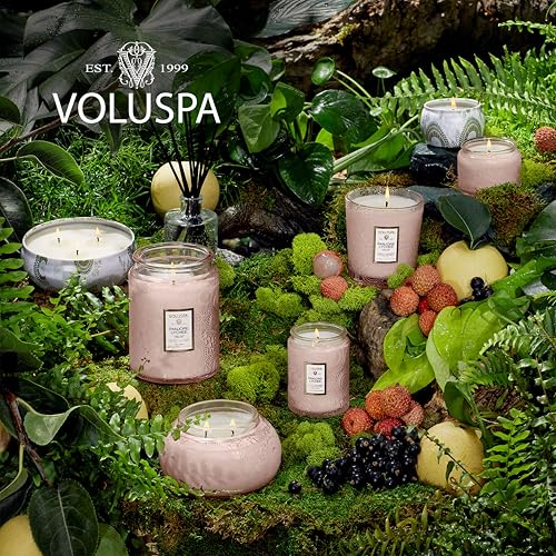 Image of Voluspa Panjore Lychee, Small Candle Jar, 5.5 oz, 50 Hour Burn Time, Coconut Wax for Clean Burning, Handcrafted in the USA