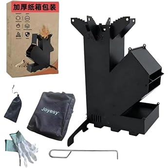 Rocket Stove, Small, Firewood Stove, Bonfire Stand, Free Carry Bag Included, 0.1 inch 3 mm Thick Steel, Adjustable Fire Power, Easy Storage, Perfect for Outdoor Cooking, Camping, Picnics