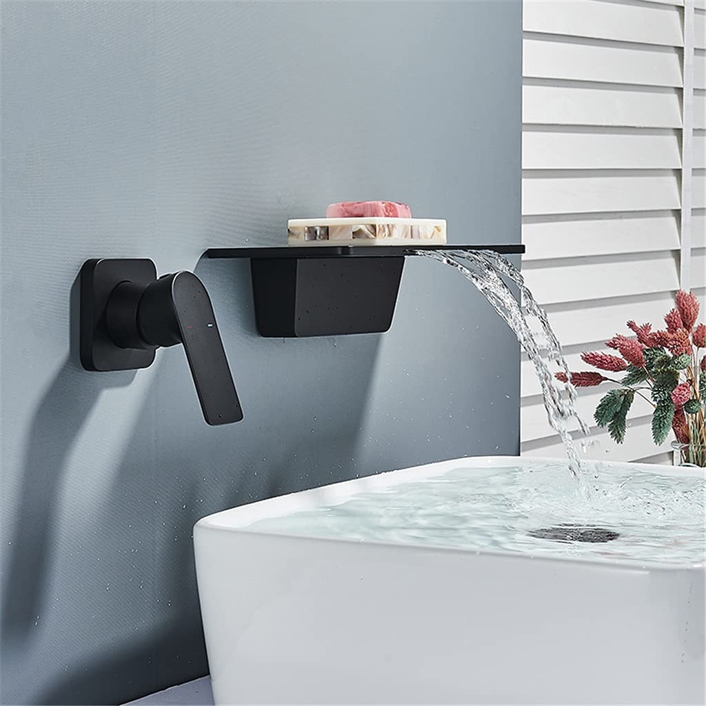 Mitigeur cascade noir mat haut de gamme pour aménagement mural chic