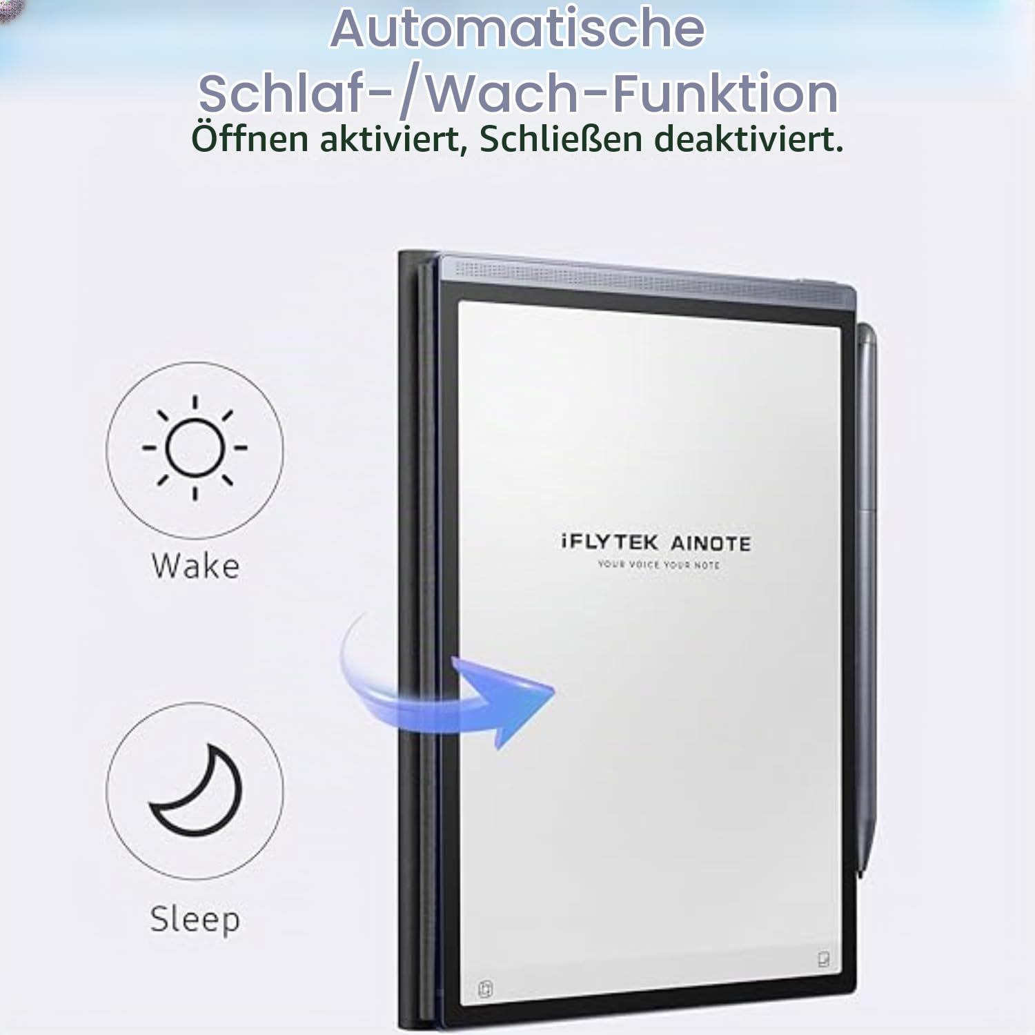 iFLYTEK Paper Tablet 8,2" Schutzhülle, Premium-PU-Leder, schlank und leicht, langlebige Hülle mit Stiftclip für Schreibtablett, Wasser- und staubdicht, schwarz