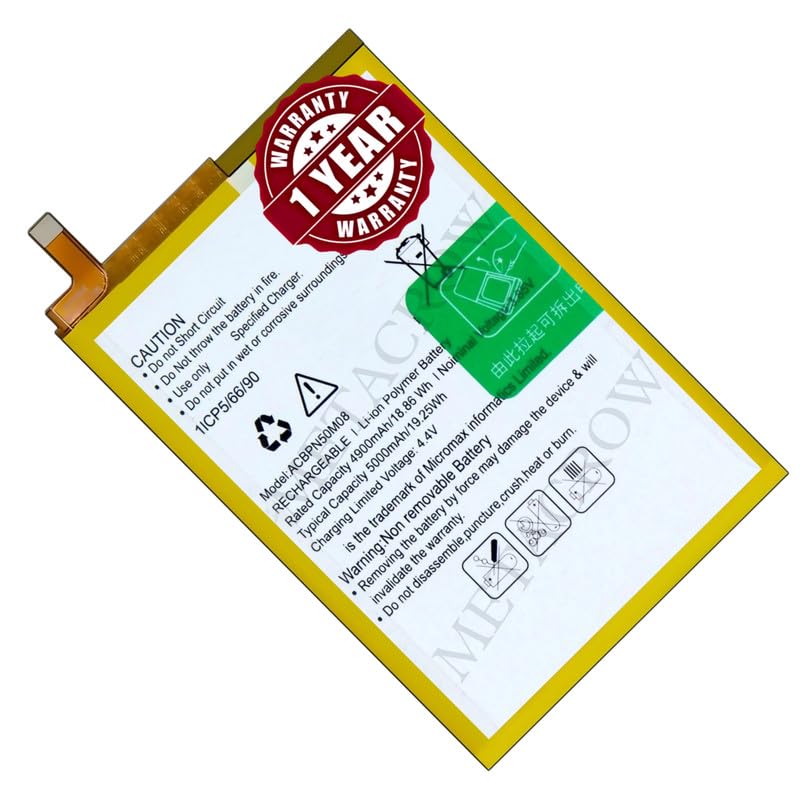Image of Original ACBPN50M08 Battery Compatible with Micromax in 2b (E7544) | in 2c (E6533) - (5000mAh) - 1 Year Warranty BC46