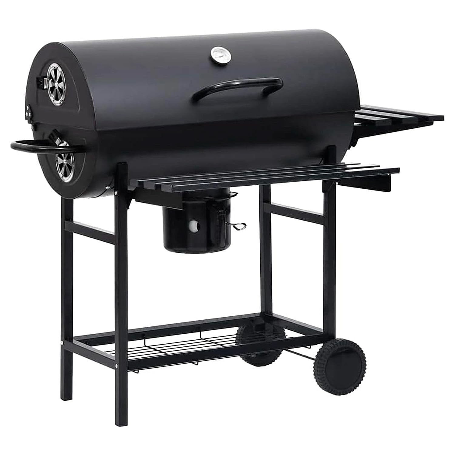BRICOZONE Barbecue A Carbone Con Coperchio Termometro Integrato Grill BBQ In Acciaio Con Ruote Ripiani E Ventilazione Regolabile Pinza E Guanti Ideale Per Giardino Terrazzo E Balcone Cm Nero