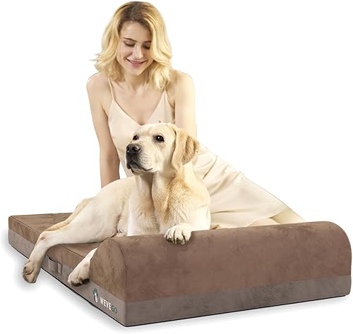 Cama ortopédica jumbo para perros, cama para mascotas de espuma viscoelástica de gel de 7.87 pulgadas de grosor con almohada, tela de franela suave