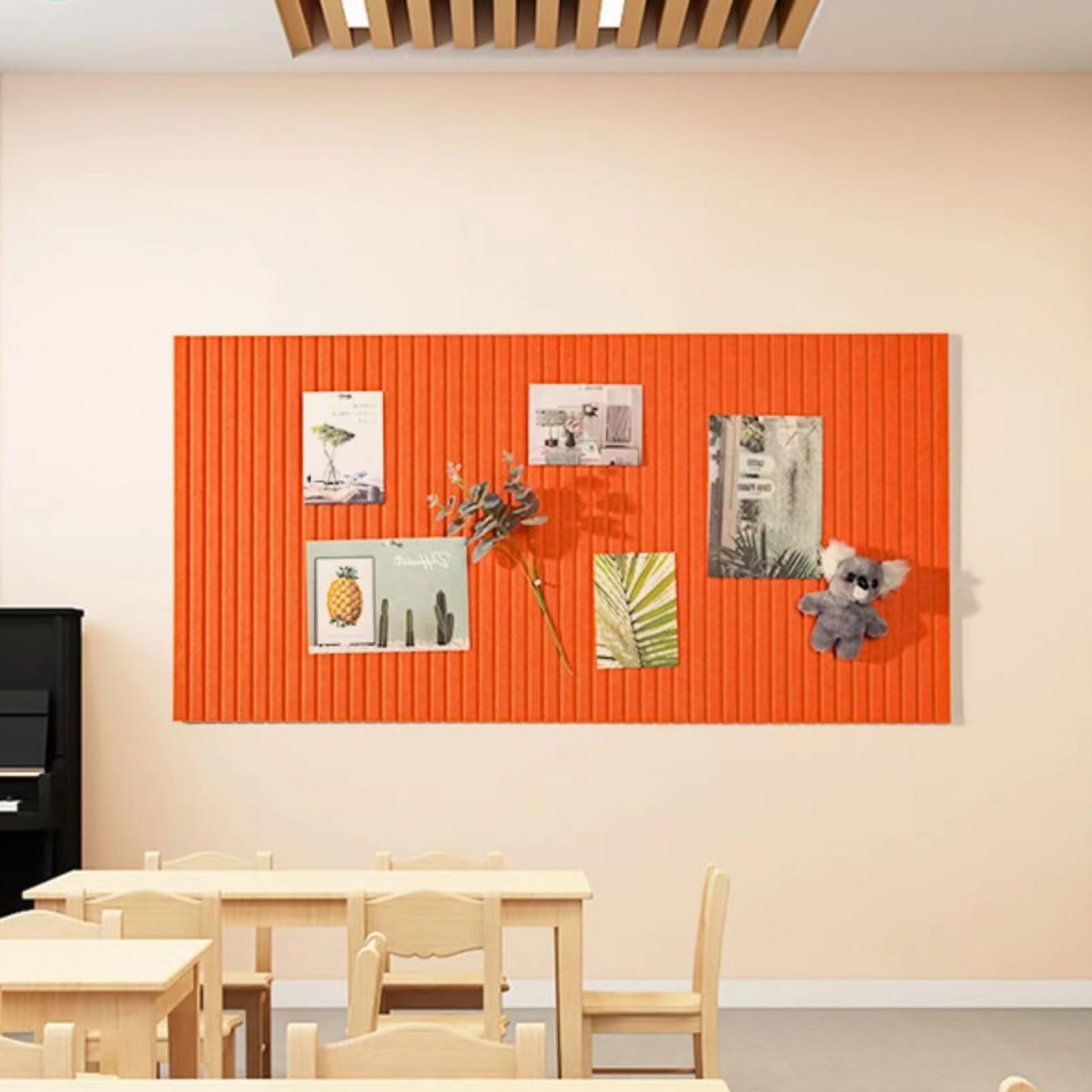 XIUCAI Color Self-Adhesive Felt Pin Board, Modern Aesthetic Home Decor Wall Display Board, for Office Workplace Classroom Kids Room, with Push Pins,Orange Red,120 * 180cm