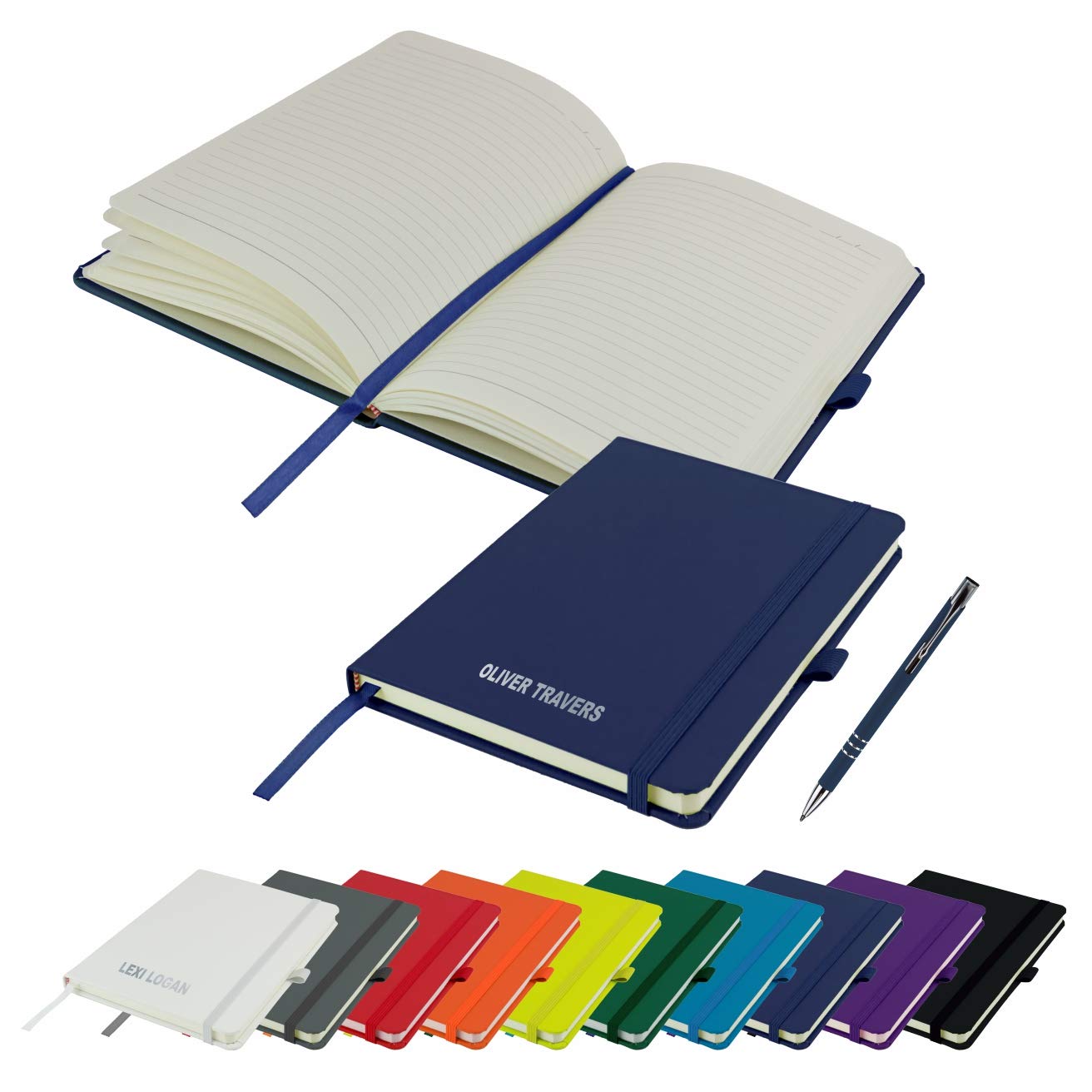 That's My Pencil Pastel Shades A5 Notebooks Personalised with name/Note Pad- Printed with Name with a matching pens (Navy Blue)