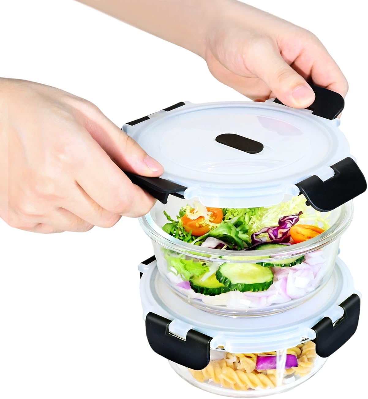 Hcrvvi Food Storage Containers Set - Glass Containers with Lids 2 Pcs, Air Tight Lock Food Container, Glass 620ml, with Upgraded Snap Locking Lids, BPA Free, Meal Prep Containers Reusable — image 1