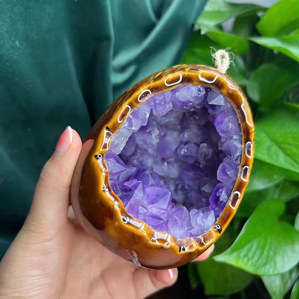 Amazon.co.jp : 天然アメジスト洞窟テーブルランプ恐竜の卵寝室