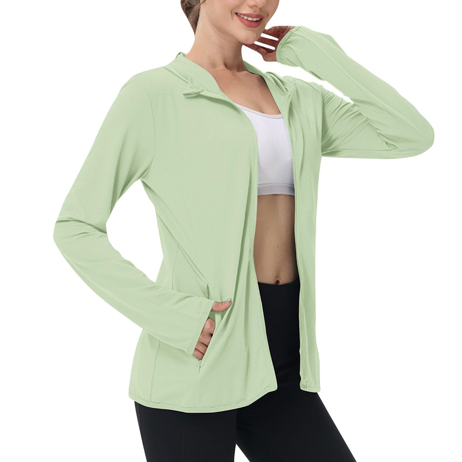 Sun Jacket for Women UPF 50+ Lightweight Athletic Jacket Sun Protection Full Zip Hoodies Shirts Hiking Outdoor Pockets — view 22