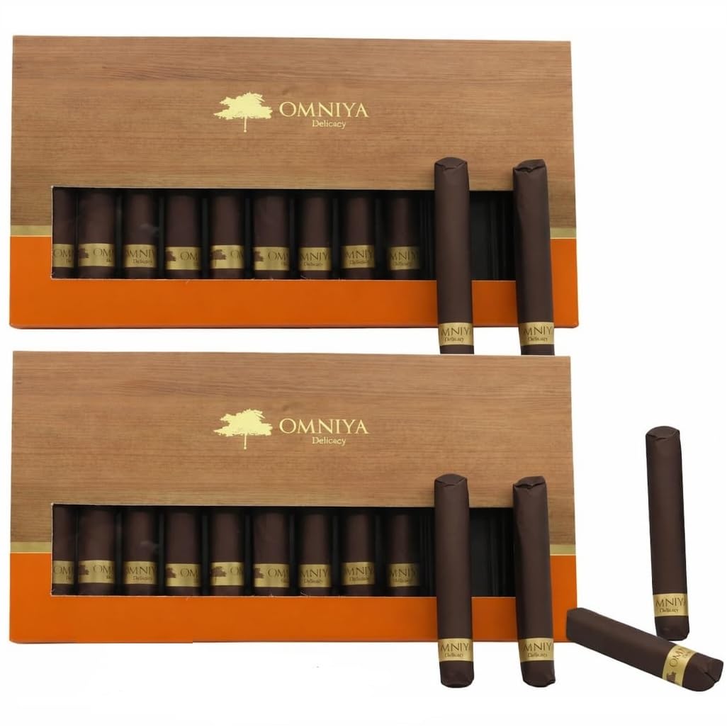 OMNIYA Delicacy Chocolate Cigar Box 24 Pieces Milk Chocolate Cigars | 2 Pack of 5.82 oz Boxes, Gourmet Gift for Birthday, Anniversary, Holiday, Graduation & Corporate Gifting