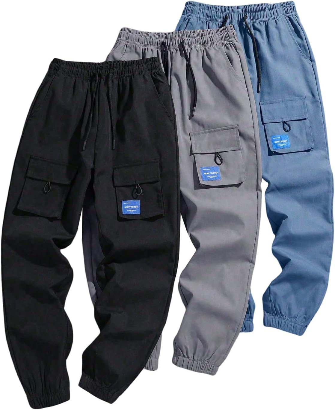 GORGLITTER Boy's Cargo Pants 2 Piece Elastic Waist Hiking Pants Joggers with Pockets