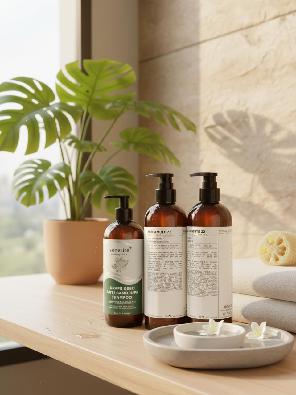 Bergamote 22 Shampoo and Conditioner Set with (Grape Seed and Sage) Shampoo, Sulfate-free, Paraben-free, 480ml Each, 3 Piece Bundle