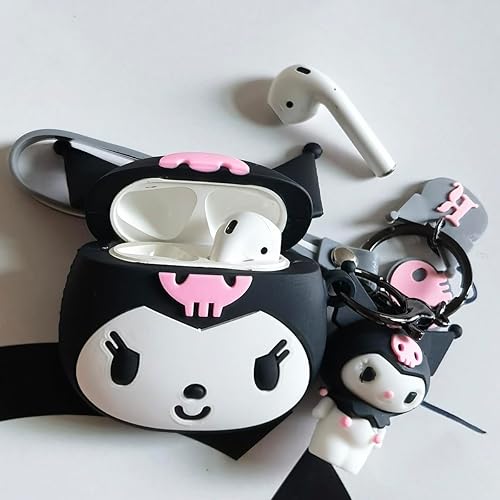 Miniatura 5 de OINbxw Funda para Airpods 21 funda de silicona suave diseñada por anime, divertida funda 3D de personajes de dibujos animados con llavero de cordón,
